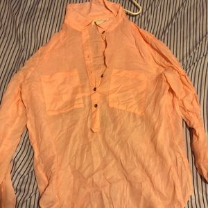 Long sleeve peach half button down